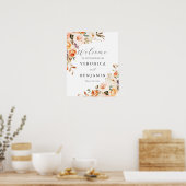 Herfst Sinaasappel Bloemen Welkomstbord Poster (Keuken)