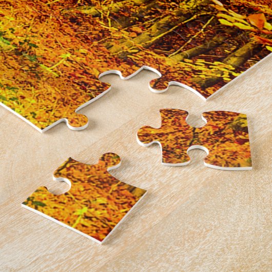 Herfst Sinaasappel: Forest Path Uitzicht. Legpuzzel (Zijkant)