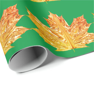 Herfst Sinaasappel gouden esdoornblad herfst groen Cadeaupapier