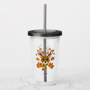 Herfst Sjaal Herten Maple Bladeren Acryl Drinkbeker
