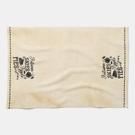 Herfst skies appeltaarten bloem zak look theedoek (Horizontaal)