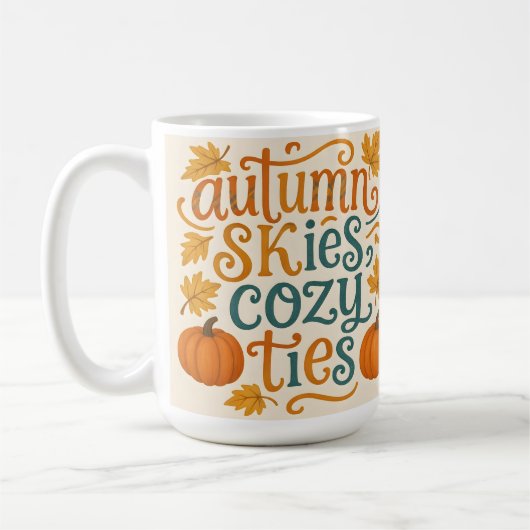 Herfst Skies Gezellige Stropdassen - Herfst Typogr Koffiemok (Links)