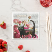 Herfst Slapen om te dromen Black Cat Hot Pink Flow Servet (Insitu)