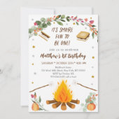 Herfst S'mores Campfire First Birthday Kaart (Voorkant)