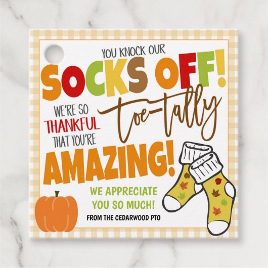 Herfst Sock Gift Labels (Voorkant)