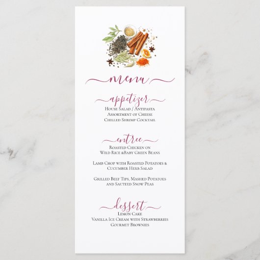 Herfst Specerijen Celebration Menu (Voorkant)