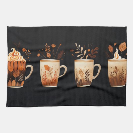 Herfst Spice Latte Keuken Handdoeken (Horizontaal)