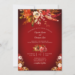 Herfst Splendor Bloemen Gewassen Rode Huwelijk Kaart