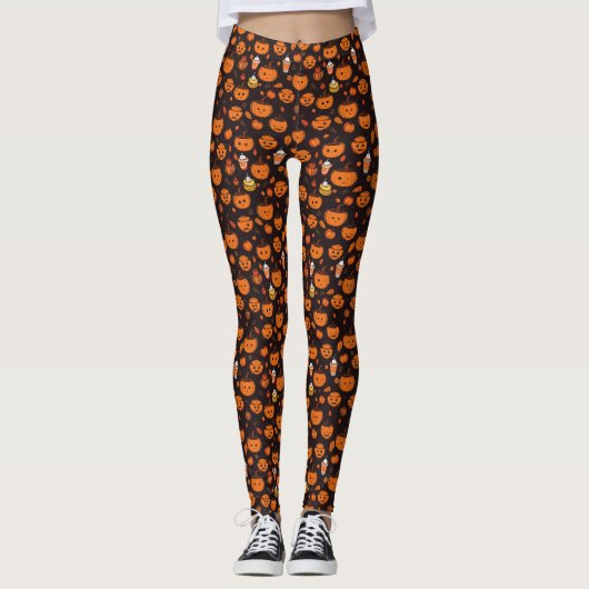 Herfst Spooky Pumpkin Pizzazz Party Leggings (Voorkant)