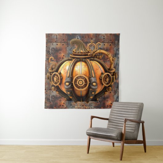 Herfst Steampunk Pompoen Tapestry Wandkleed (In situ)