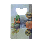 Herfst stilleven met pompoenen, bloemen kredietkaart flessenopener (Achterkant)