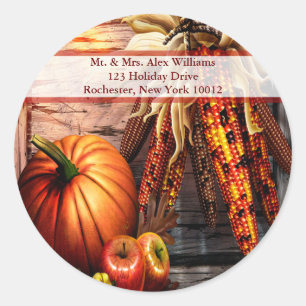 Herfst Stilleven Thanksgiving Adreslabels Ronde Sticker