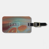 Herfst Strata | Terracotta Teal en Goud Monogram Bagagelabel (Voorkant horizontaal)