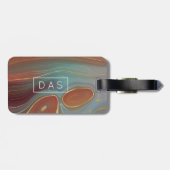 Herfst Strata | Terracotta Teal en Goud Monogram Bagagelabel (Achterkant horizontaal)