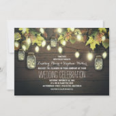 Herfst String Lights en Mason Jars Rustieke bruilo Kaart (Voorkant)