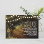 Herfst String Lights Oak Tree Wedding Invitations Kaart (Staand voorkant)