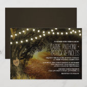 Herfst String Lights Oak Tree Wedding Invitations Kaart (Voorkant / Achterkant)