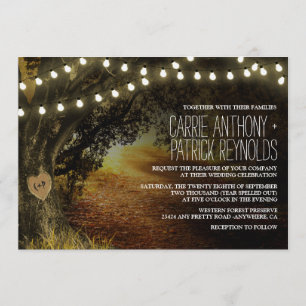 Herfst String Lights Oak Tree Wedding Invitations Kaart