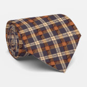 Herfst Stropdas in Bruin en Blauw Plaid (Opgerold)