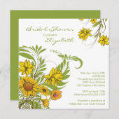 Herfst Sunflower Bridal Shower Invitation Kaart (Voorkant / Achterkant)