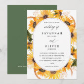 Herfst Sunflower Floral Wedding Kaart (Voorkant / Achterkant)