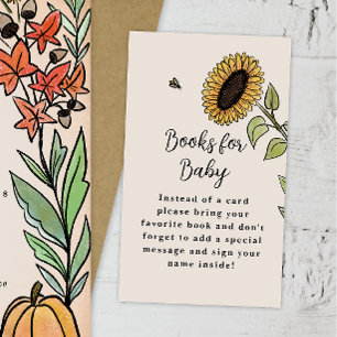 Herfst Sunflower Harvest Baby shower Book Request Informatiekaartje