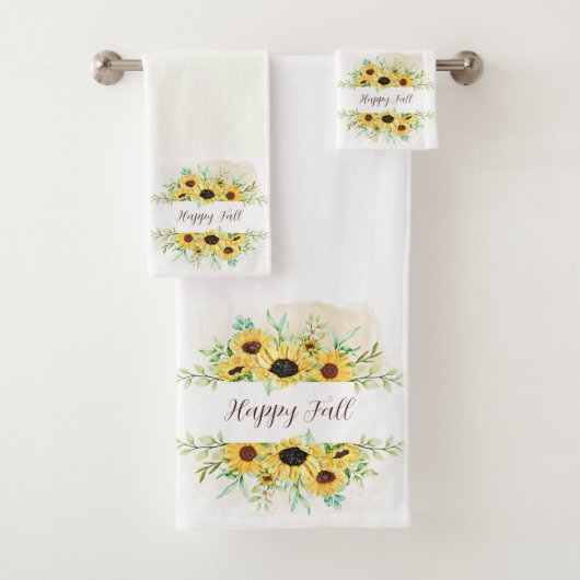 Herfst Sunflower lijst met aanpasbare tekst Bad Handdoek (Insitu)