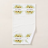 Herfst Sunflower lijst met aanpasbare tekst Bad Handdoek (Handdoek)