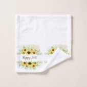 Herfst Sunflower lijst met aanpasbare tekst Bad Handdoek (Wasdoekje)