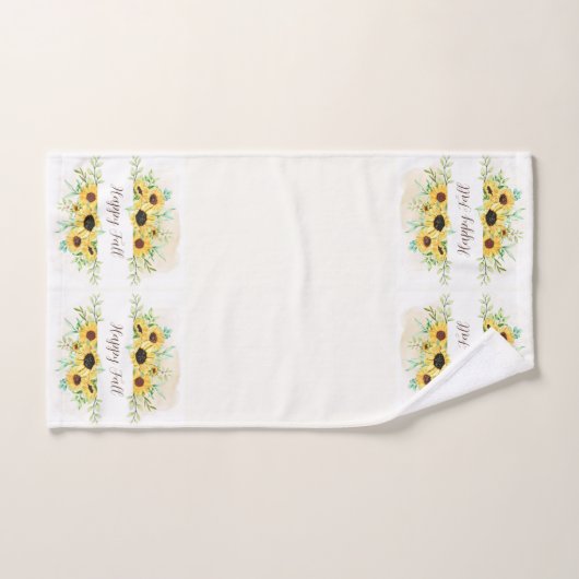 Herfst Sunflower lijst met aanpasbare tekst Bad Handdoek (Handdoek)