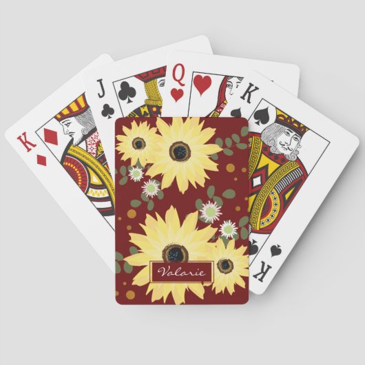 Herfst Sunflower Persoonlijke benaming Pokerkaarten (Achterkant)