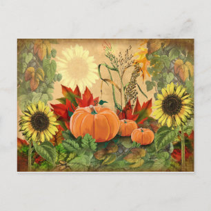 Herfst Sunflower Pumpkin Autumn Briefkaart
