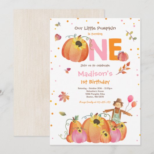 Herfst Sunflower Pumpkin Birthday Pumpkin Patch Kaart (Voorkant / Achterkant)