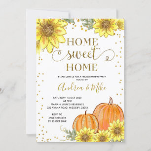 Herfst Sunflower Pumpkin Housewarming Party Kaart