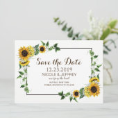 Herfst Sunflower Rustic Barn Wedding Save the Date (Staand voorkant)