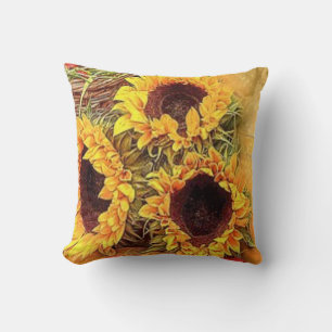 herfst "Sunflower Trio Autumn Flowers 2" Kussen