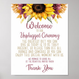 Herfst Sunflower Unplugged Wedding Poster