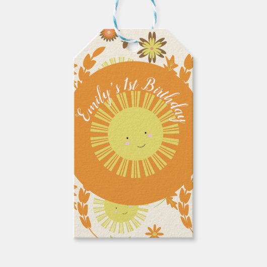 Herfst Sunshine Autumn Birthday Party Cadeaulabel (Voorkant)