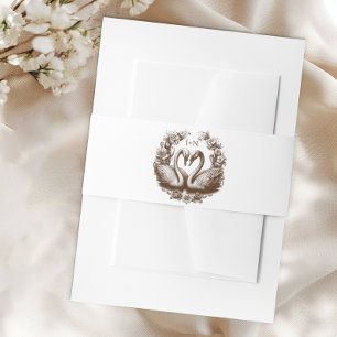 Herfst Swan Wedding Belly Band Rustic Monogram W Uitnodigingen Wikkel