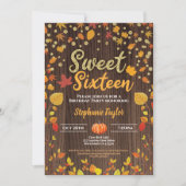 Herfst Sweet Sixteen 16 verjaardagsfeestje rustiek Kaart (Voorkant)