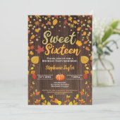 Herfst Sweet Sixteen 16 verjaardagsfeestje rustiek Kaart (Staand voorkant)