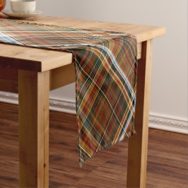 Herfst Sycamore Bruin, Groen en Blauw Plaid Korte Tafelloper