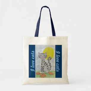 Herfst Tabby Kat kleine canvas tas