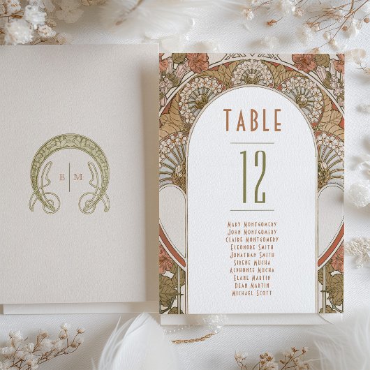 Herfst Tafelnummers  Art Nouveau bruiloft
