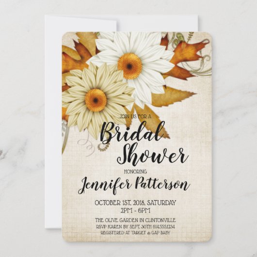 Herfst Tan & White Flowers Vrijgezellenfeest Kaart (Voorkant)