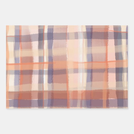 Herfst tartan plaid beige sinaasappel pruim check inpakpapier vel (Voorkant 2)