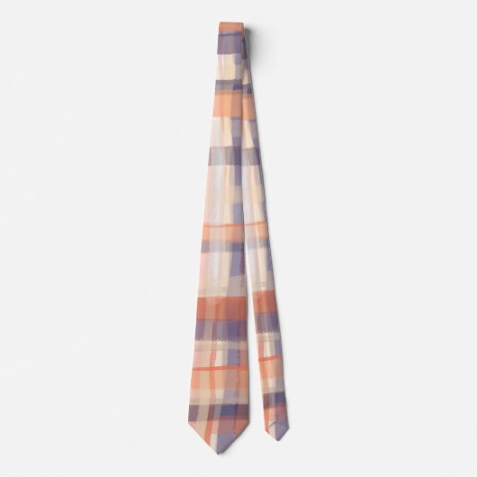 Herfst tartan plaid beige sinaasappel pruim check stropdas (Voorkant)