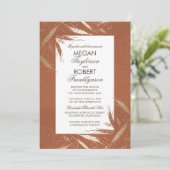 Herfst tarwe goud en Sinaasappel rustieke bruiloft Kaart (Staand voorkant)