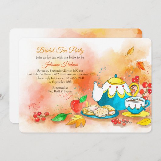 Herfst Tea Uitnodiging (Voorkant / Achterkant)