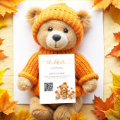 Herfst Teddy Bear Baby shower Details qrcode Informatiekaartje